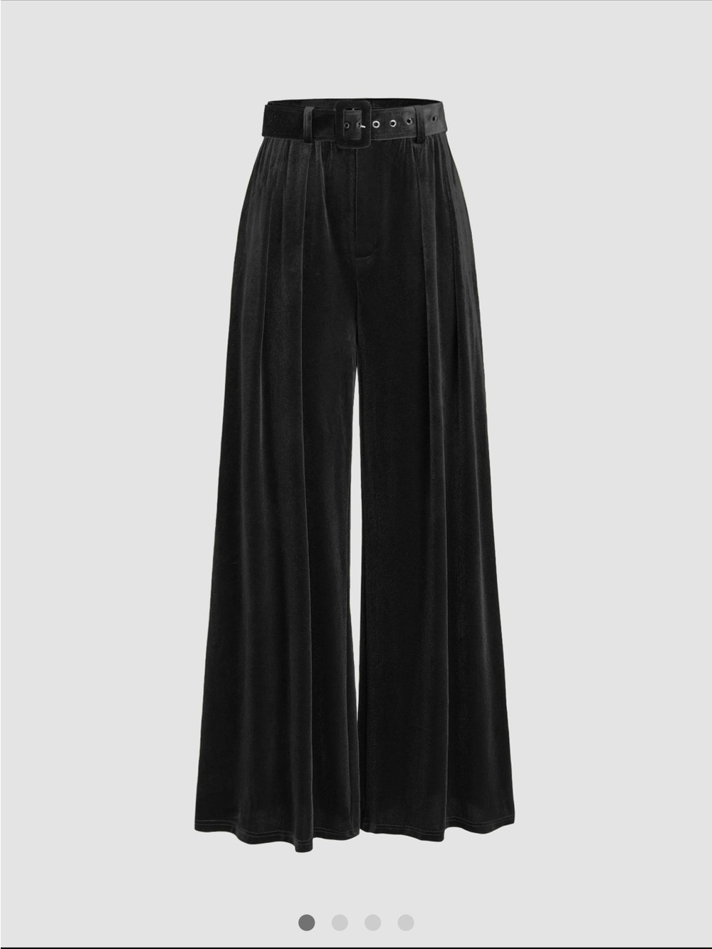 Cider Black Wide-Leg Velvet Pants with Belt